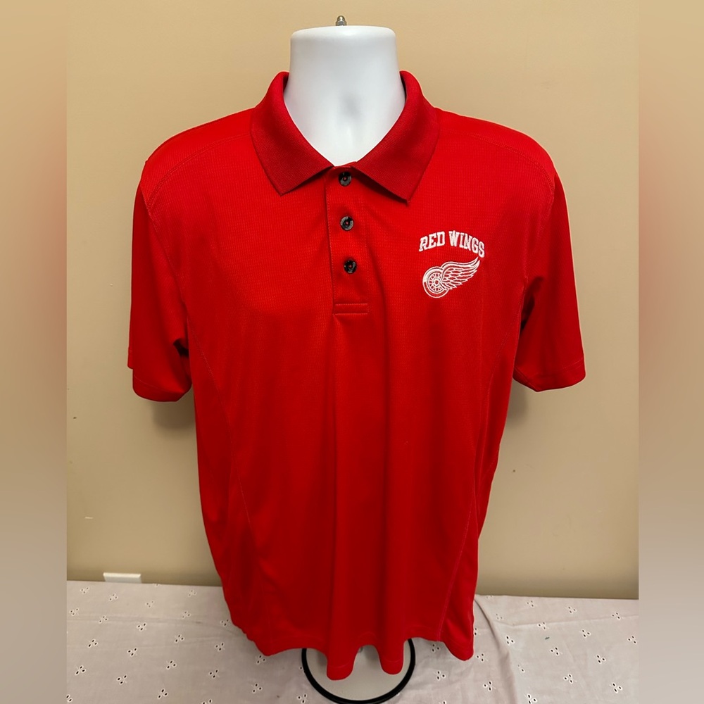 Detroit Red Wings Men's Polo Large With Large Embroidered Logos NWOT